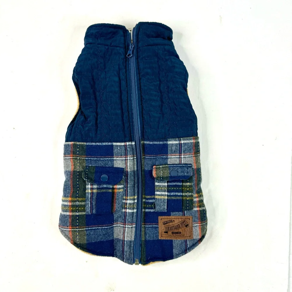 Blue Plaid Dog Vest Coat